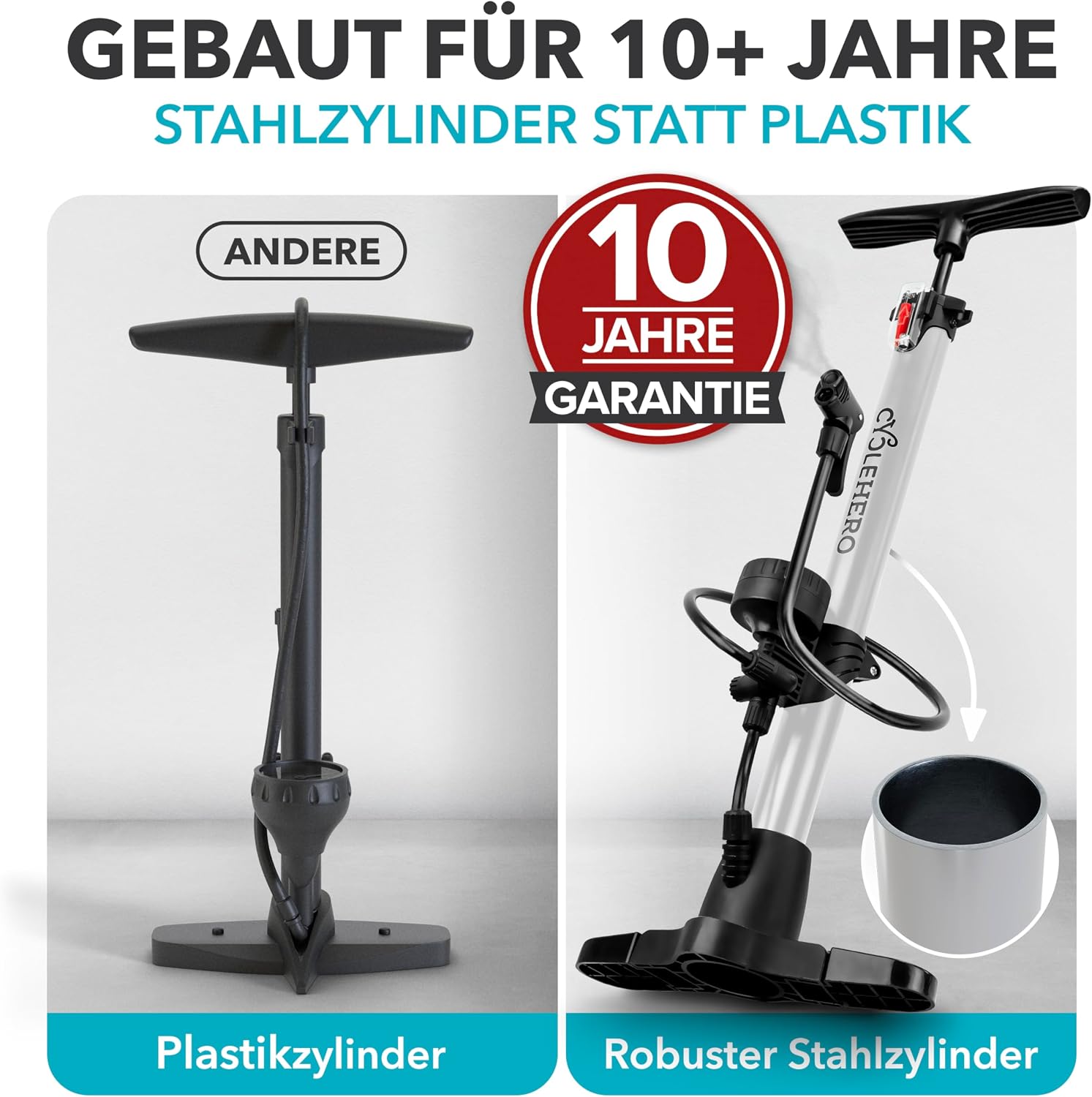 Thumbnail 4 de CYCLEHERO Fahrradpumpe Standluftpumpe 60 cm