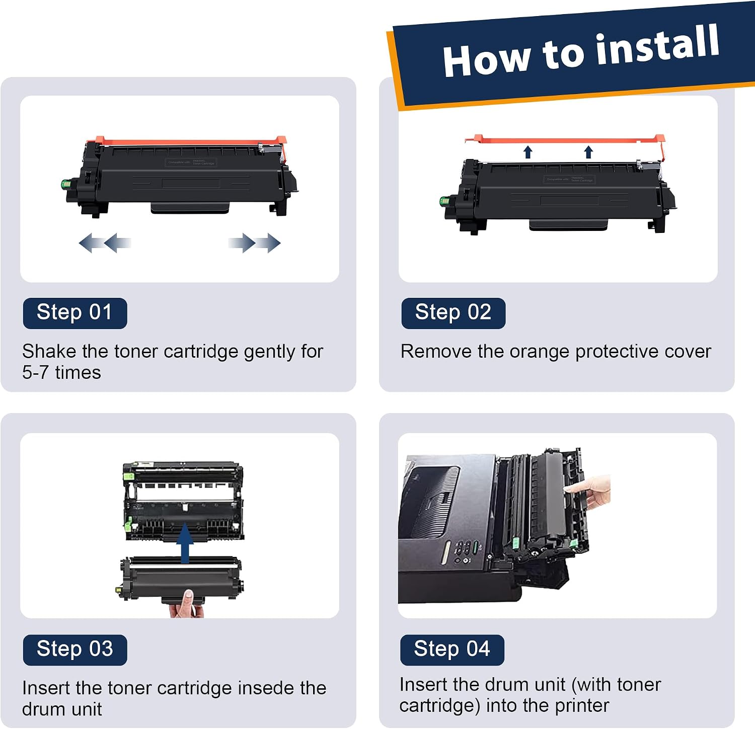 Thumbnail 4 de WOEBYAS TN830XL Black Laser Toner Cartridge, 4-Pack, Up to 3,000 Pages