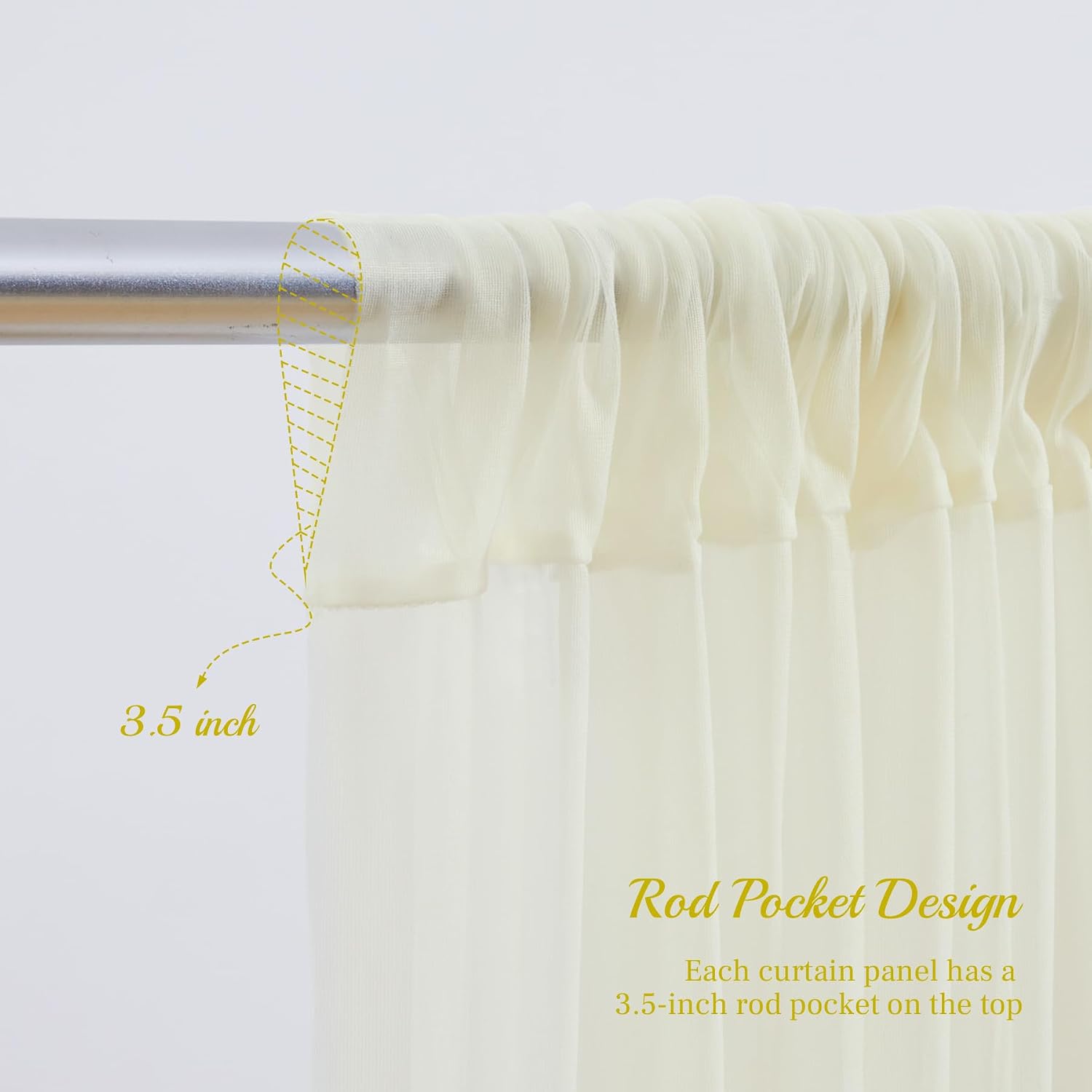 Detalle de Ivory Tulle Backdrop Curtain with Lights — 20x10ft for Weddings, Parties & Photo Shoots