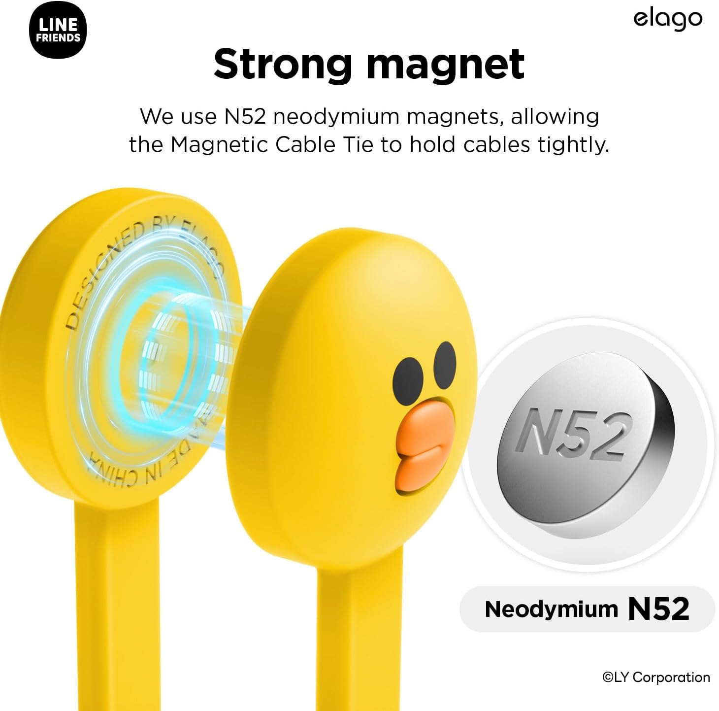Detalle de elago LINE Friends Attaches de câbles magnétiques (Sally) en silicone premium