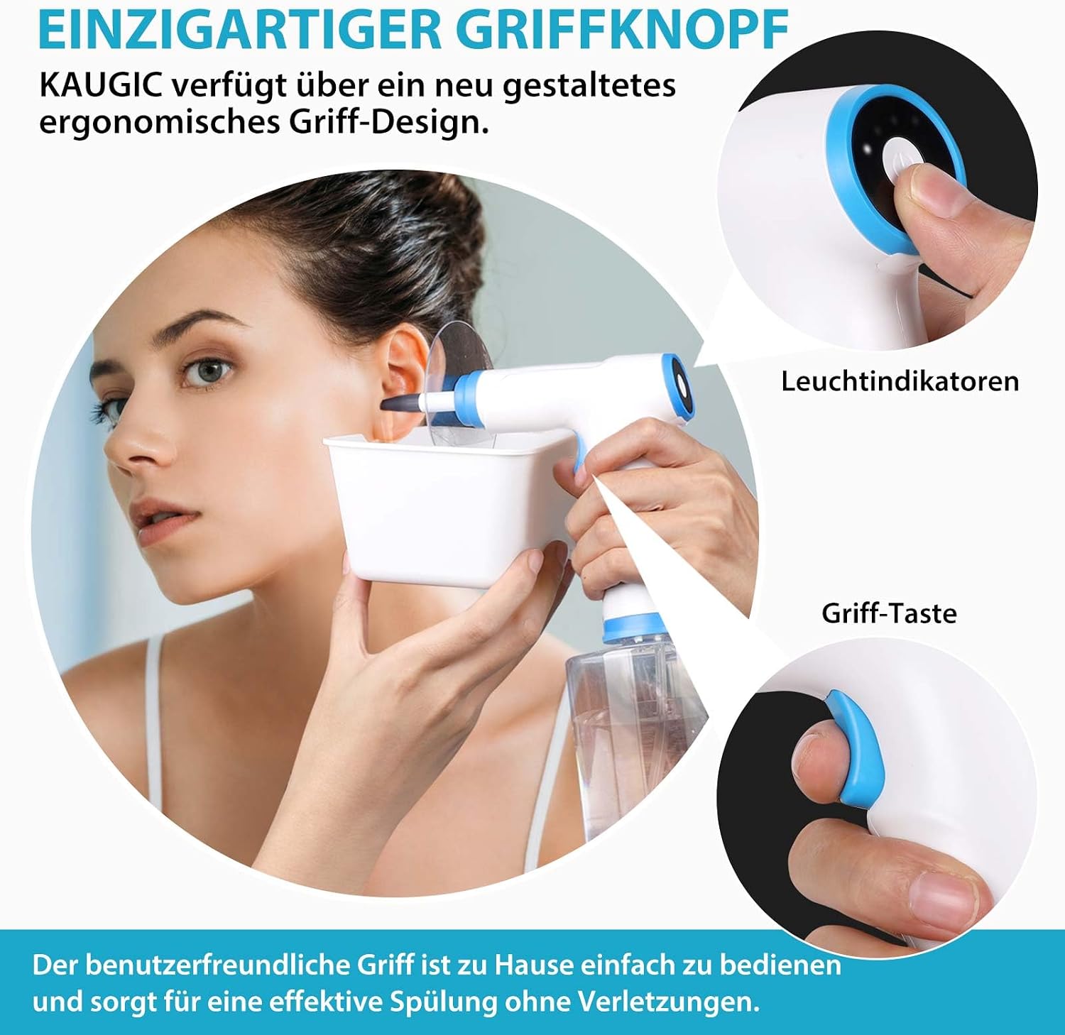 Detalle de Ohrenselbstreiniger Ohrenschmalz Entferner Sicherheits-Ohrendusche Blau-Weiß