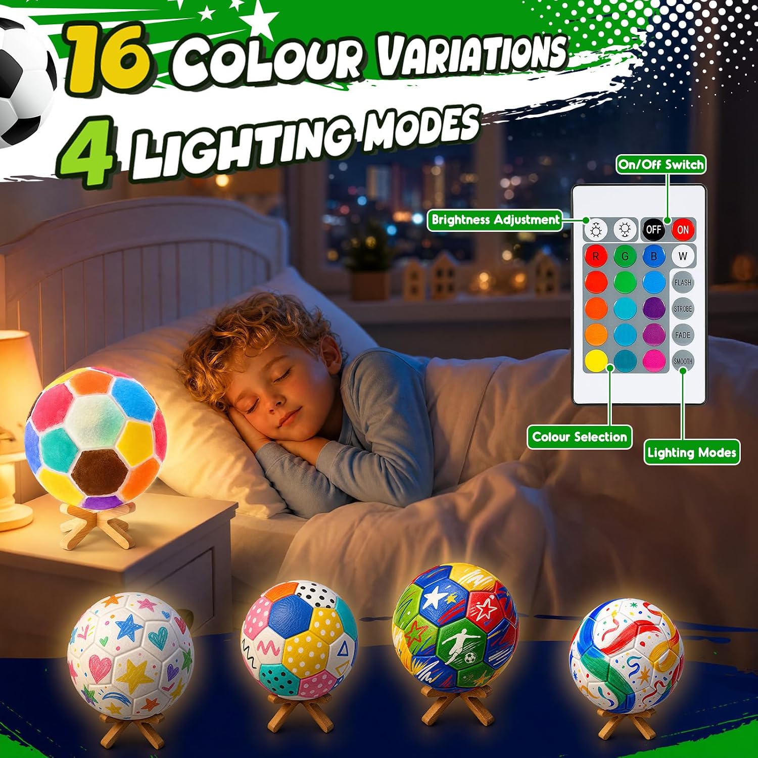 Thumbnail 2 de Toyzey WJ121668BXXMS voetballamp-knutselset met 16 kleuren en 4 lichtmodi