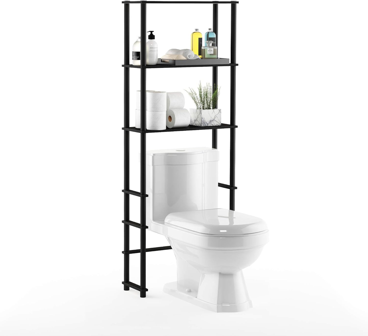 Thumbnail 6 de Furinno Scaffale di Stoccaggio del Bagno Nero, 5 Ripiani – 165.35 x 22.86 x 78.99 cm