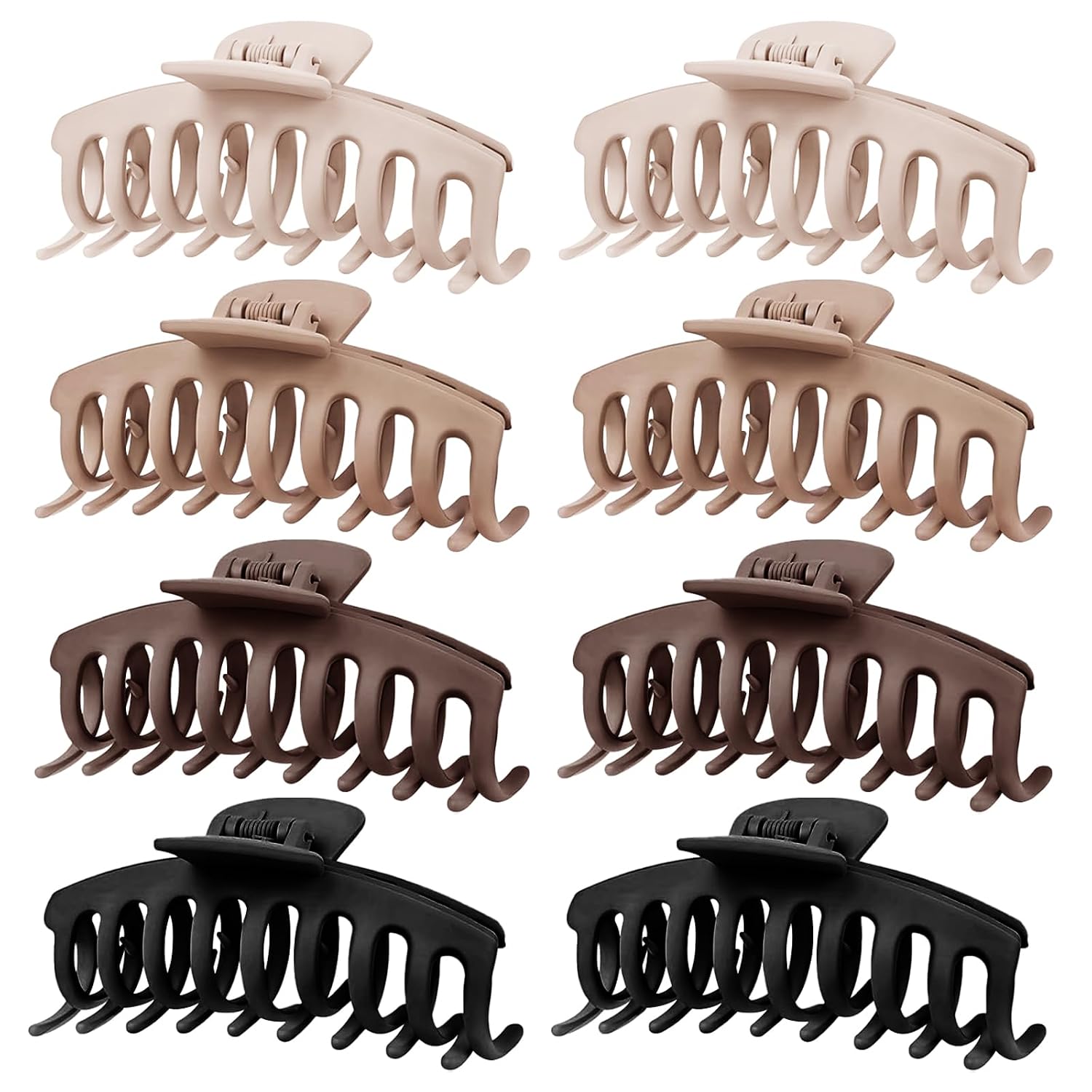 Detalle de TOCESS 4-Inch Matte Hair Claw Clips, 8-Pack in Neutral Colors
