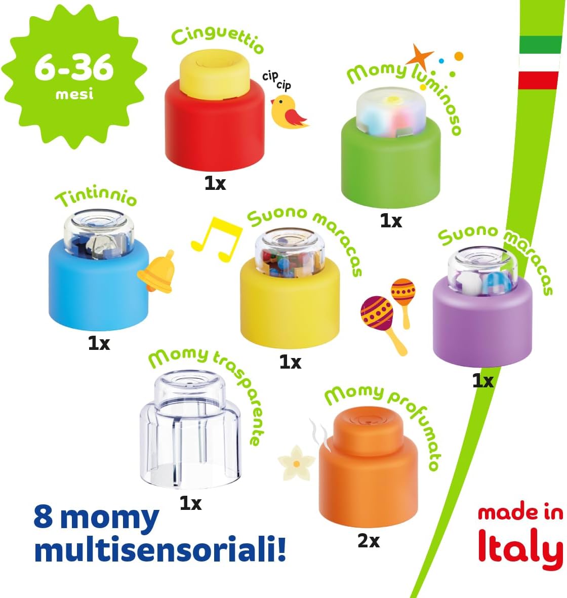 Thumbnail 4 de Quercetti Momy Soft Sensory Blocks: 8 blocchi sensoriali morbidi per stimolare 6–36 mesi