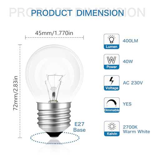 Thumbnail 1 de SCNNC Backofenlampe E27 300 Grad Hitzeresistent G45 Dimmbar (230V)