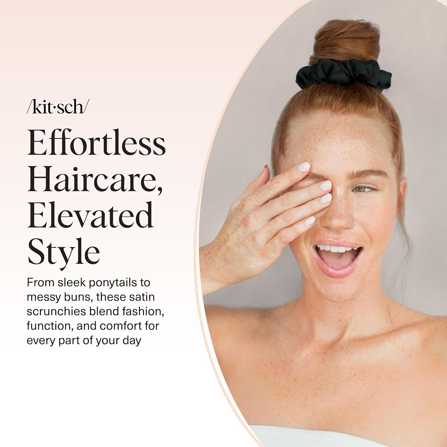 Thumbnail 6 de Kitsch Satin Scrunchies for Women (Black, 5-pack) — No Crease, Frizz Control