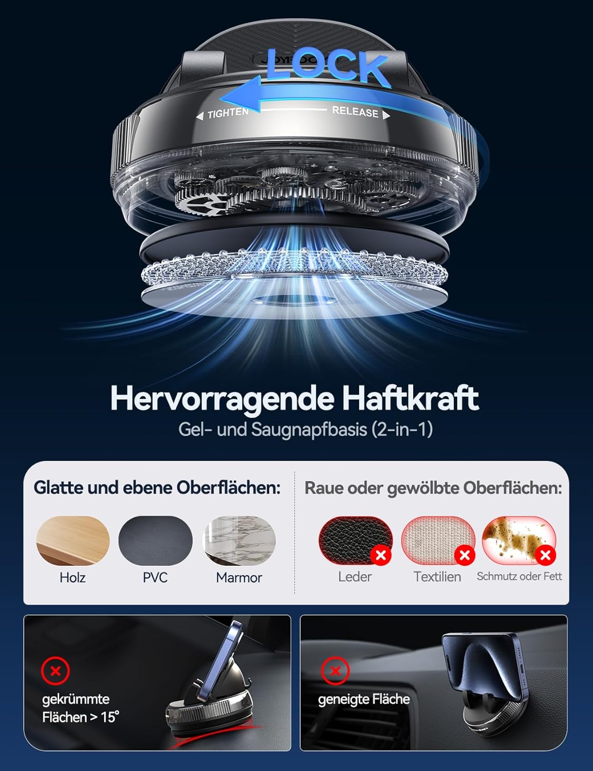 Detalle de JOYROOM Handyhalterung Auto Armaturenbrett 19 mm