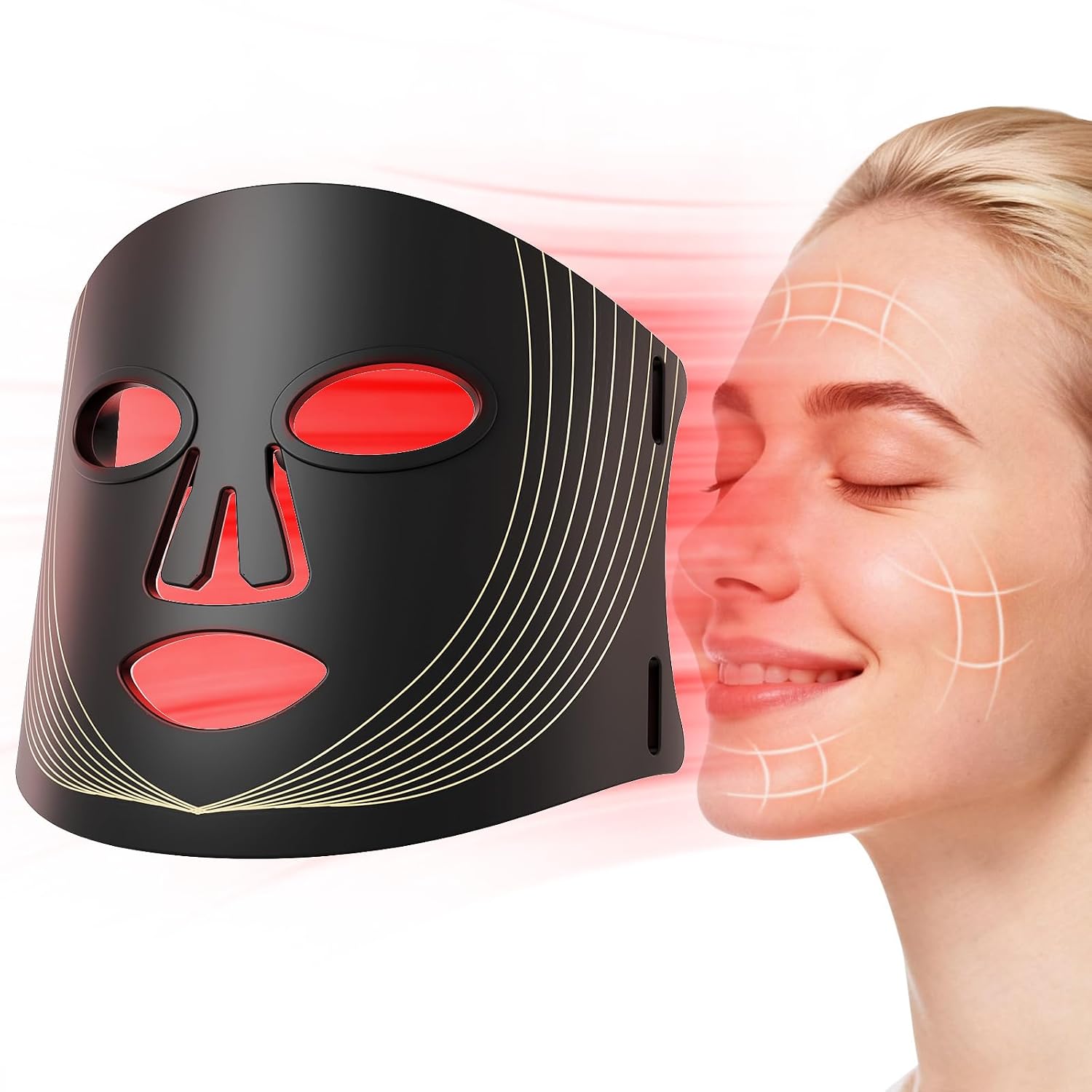Detalle de Hsaiiae FSA Eligible LED Light Therapy Mask (FM-02) with 4 Wavelengths and 5-Level Timer