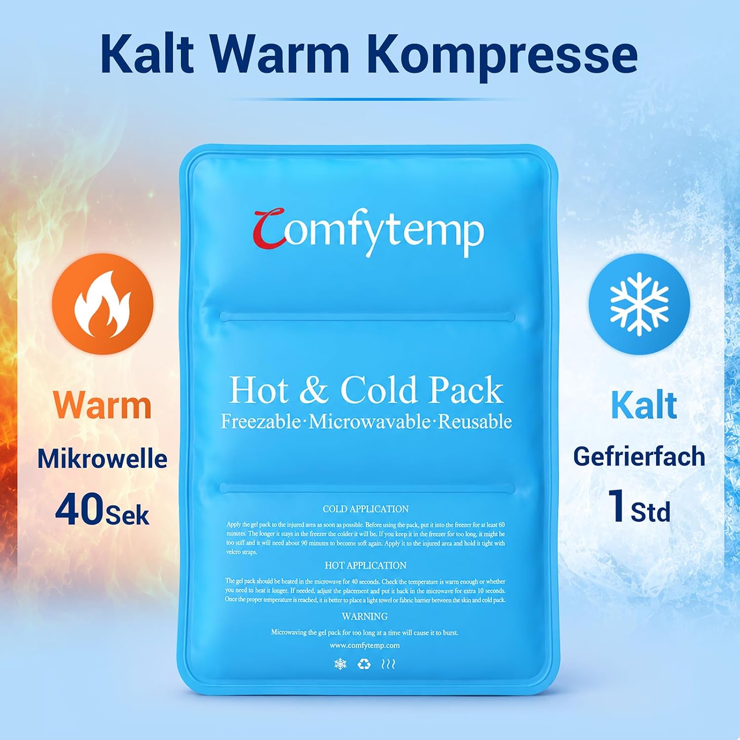 Thumbnail 6 de Comfytemp K9103013 groot gelkompres 27 x 37 cm, verstelbare band, warm en koud