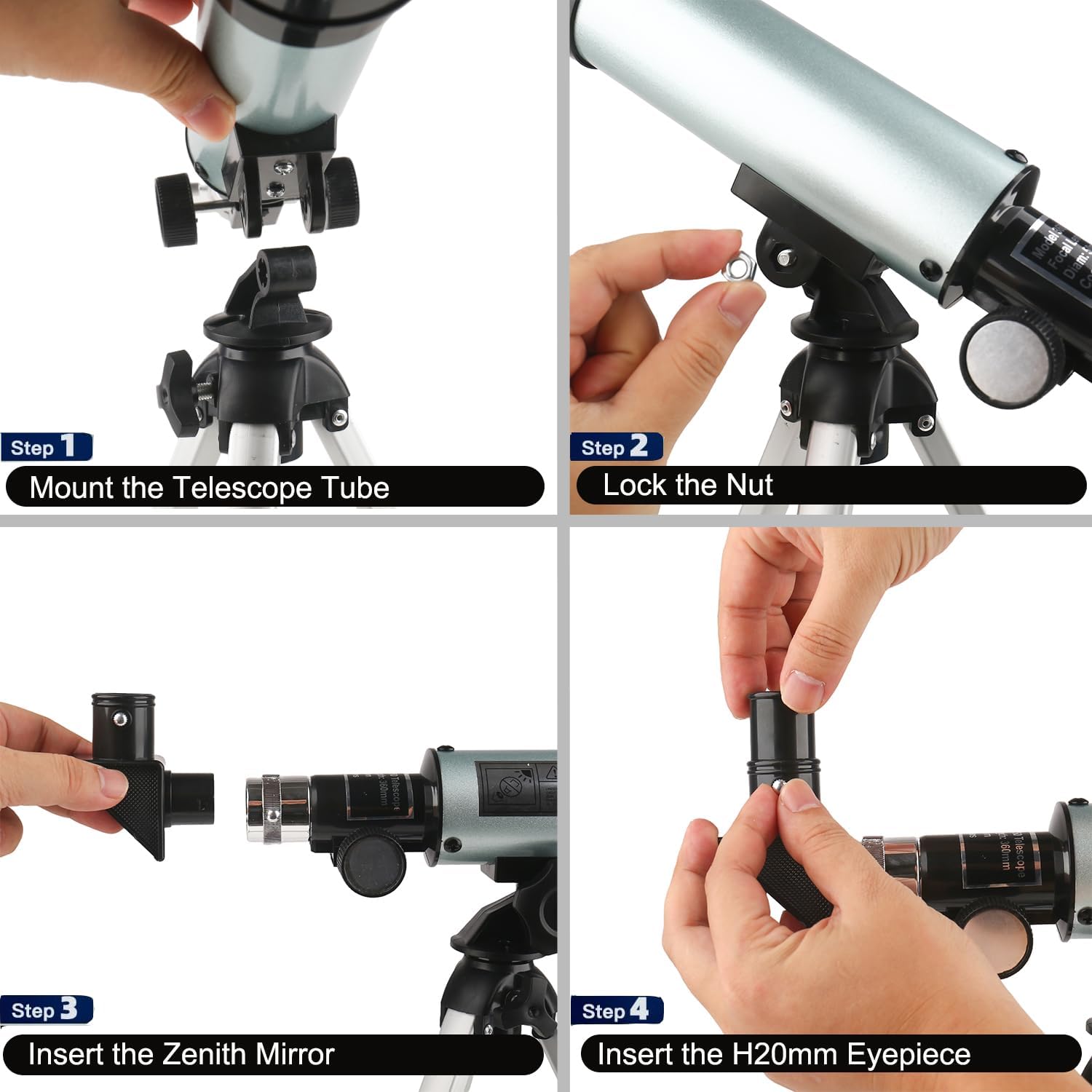 Detalle de Misilmp Kids Astronomy Telescope 360/50mm 90X Outdoor Monocular Space Telescope with Tripod – Blue