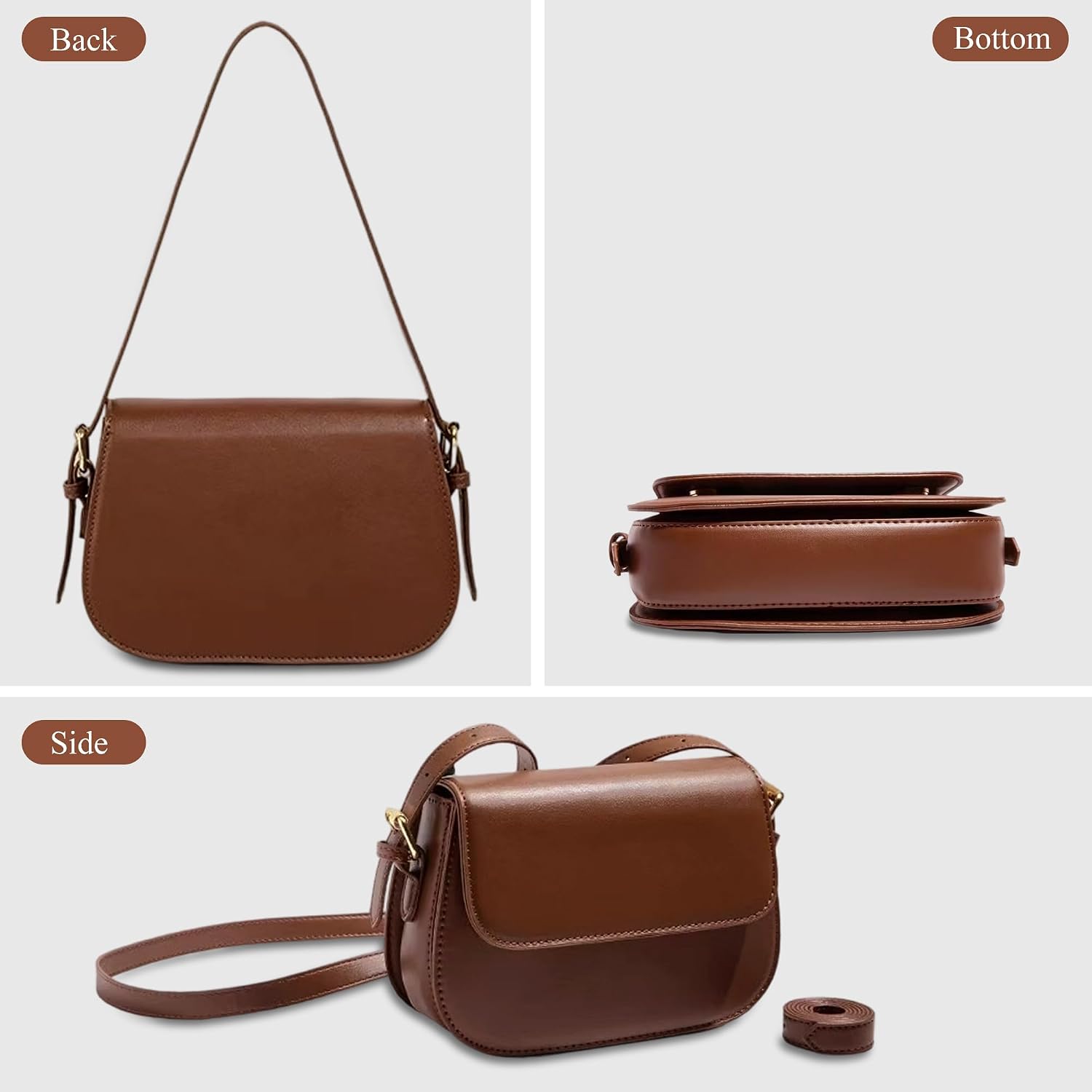 Detalle de Mabecol Borsa Donna Tracolla Elegante in Pelle Sintetica: 2 in 1, praticità e stile