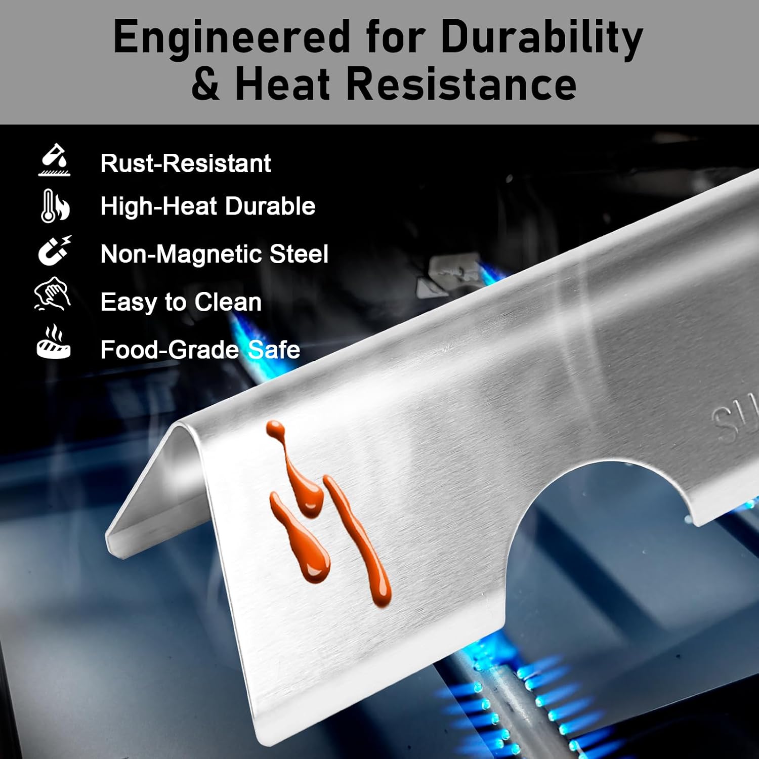 Detalle 2 de Uniflasy Flavorizer Bars for Weber Genesis II 400 Series, 17-Gauge Stainless Steel