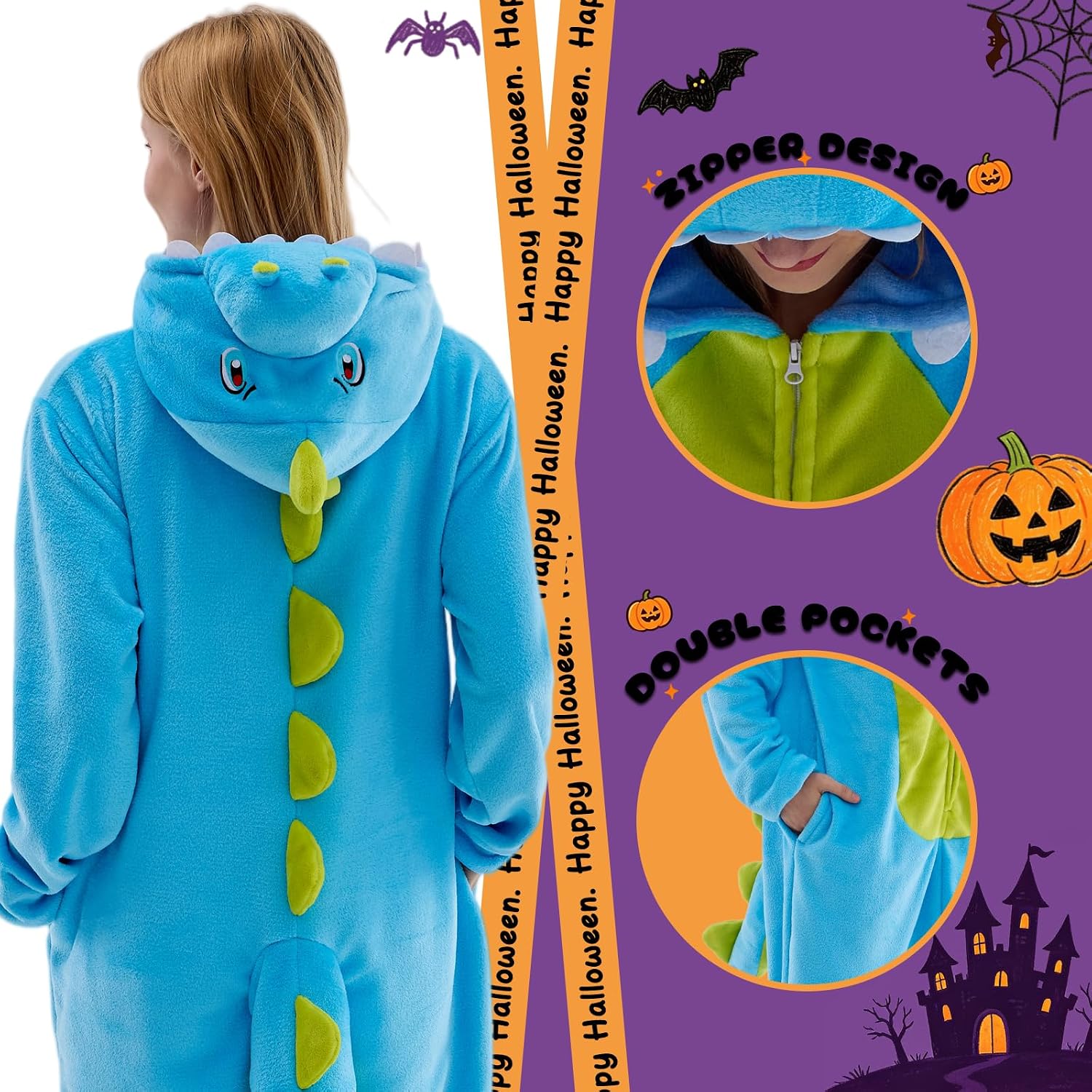 Detalle 2 de Sokliro Adult Animal Onesie Pajamas, Unisex One-Piece with Hood and Pockets