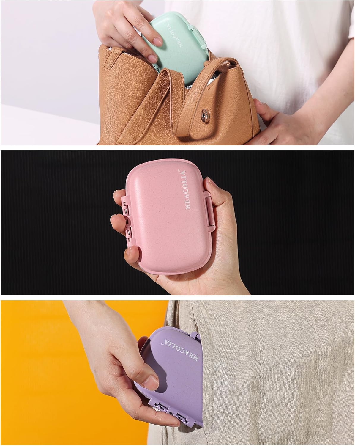 Thumbnail 2 de MEACOLIA FETEGT6016 Travel Pill Organizer, 8 Compartments, 3 Colours