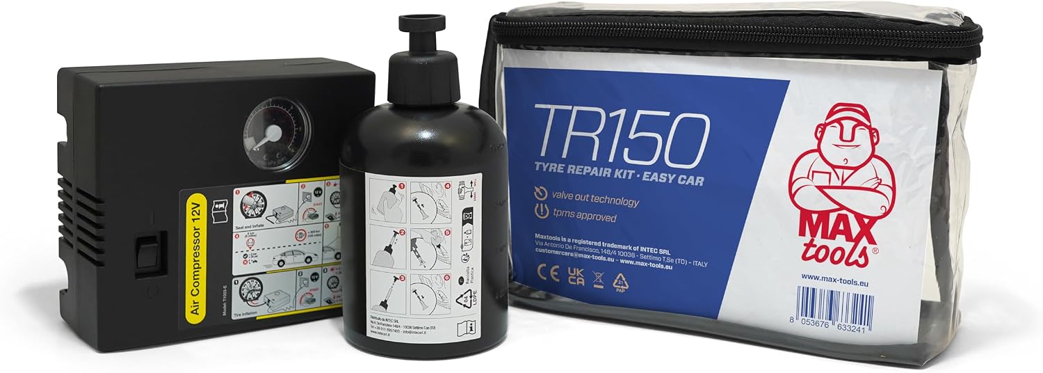 Detalle de MAXTOOLS TR300: Kit Automatico Riparazione Pneumatici SUV e Fuoristrada con Compressore 12V