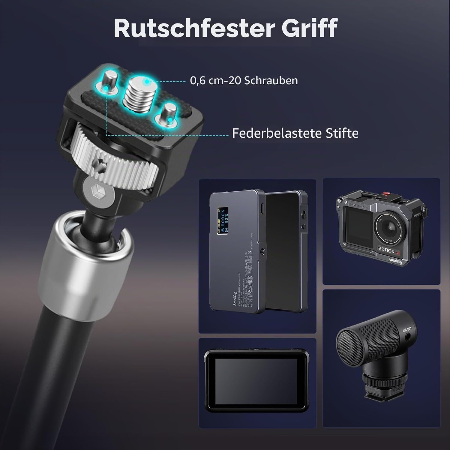 Thumbnail 1 de SMALLRIG 11" Magic Arm 5309 mit 1/4“-20 Schrauben und 360° Doppelkugelkopf (bis 1,5 kg)