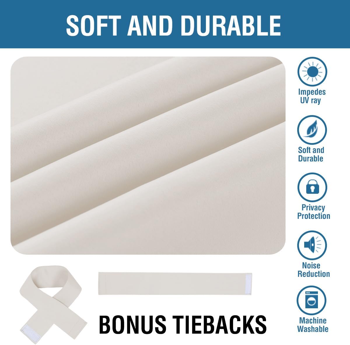 Thumbnail 5 de BellaHills Blackout Curtains 66 x 90 in Ivory 🪟
