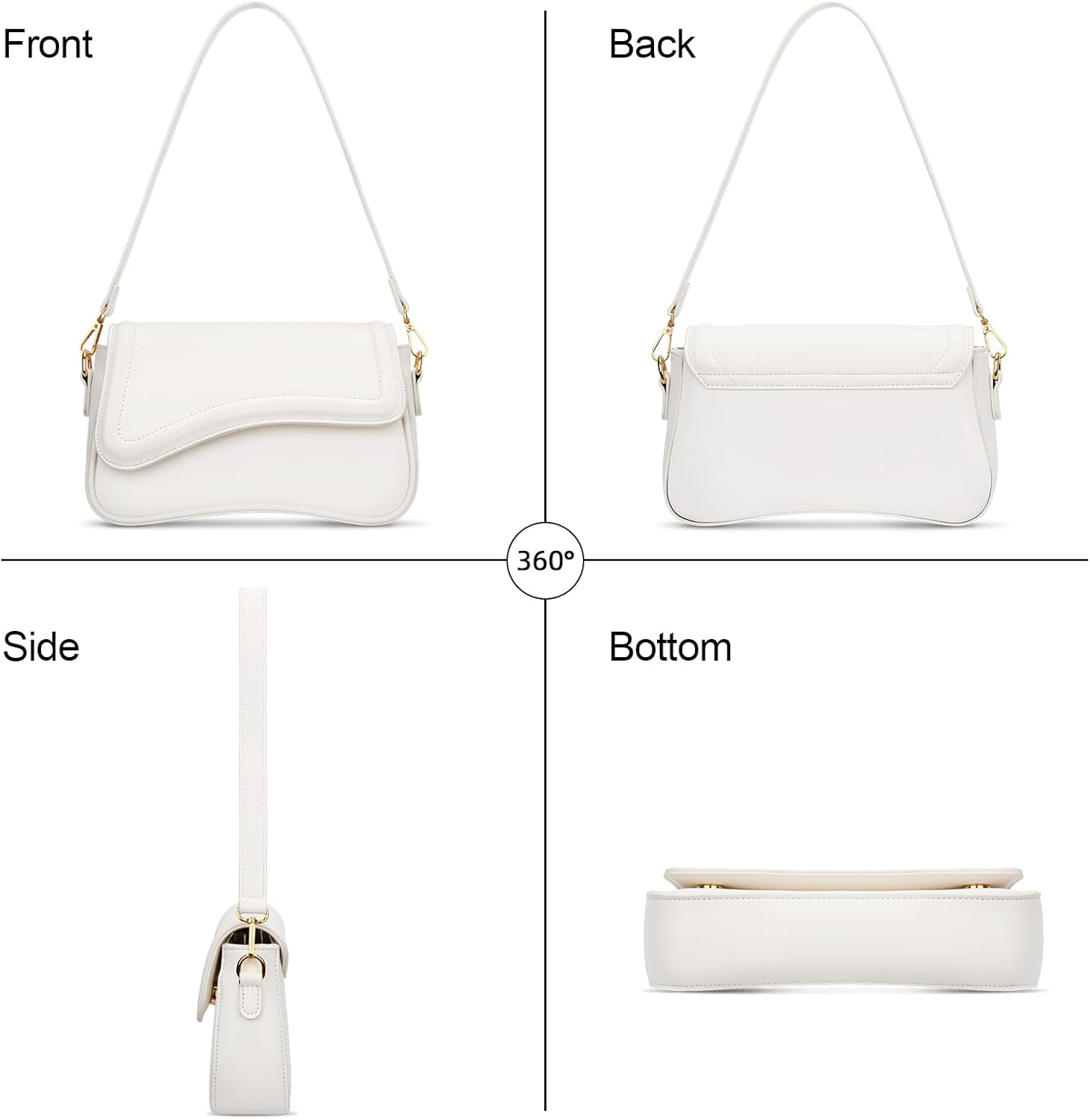 Detalle de KKXIU Small Shoulder Bag for Women (Convertible Clutch/Hobo Underarm Purse)