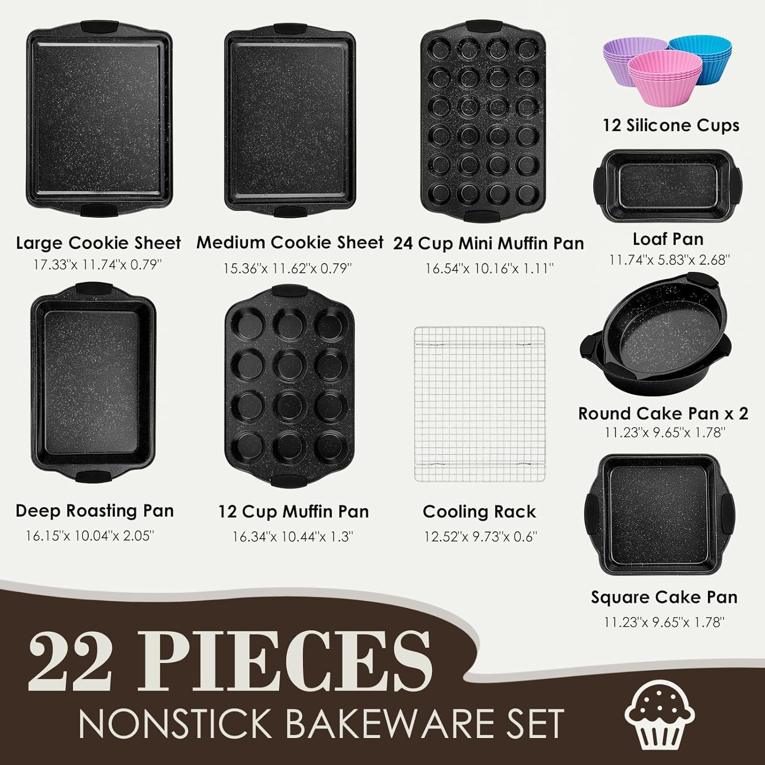 Detalle de AIVIKI 22 Piece Nonstick Bakeware Set