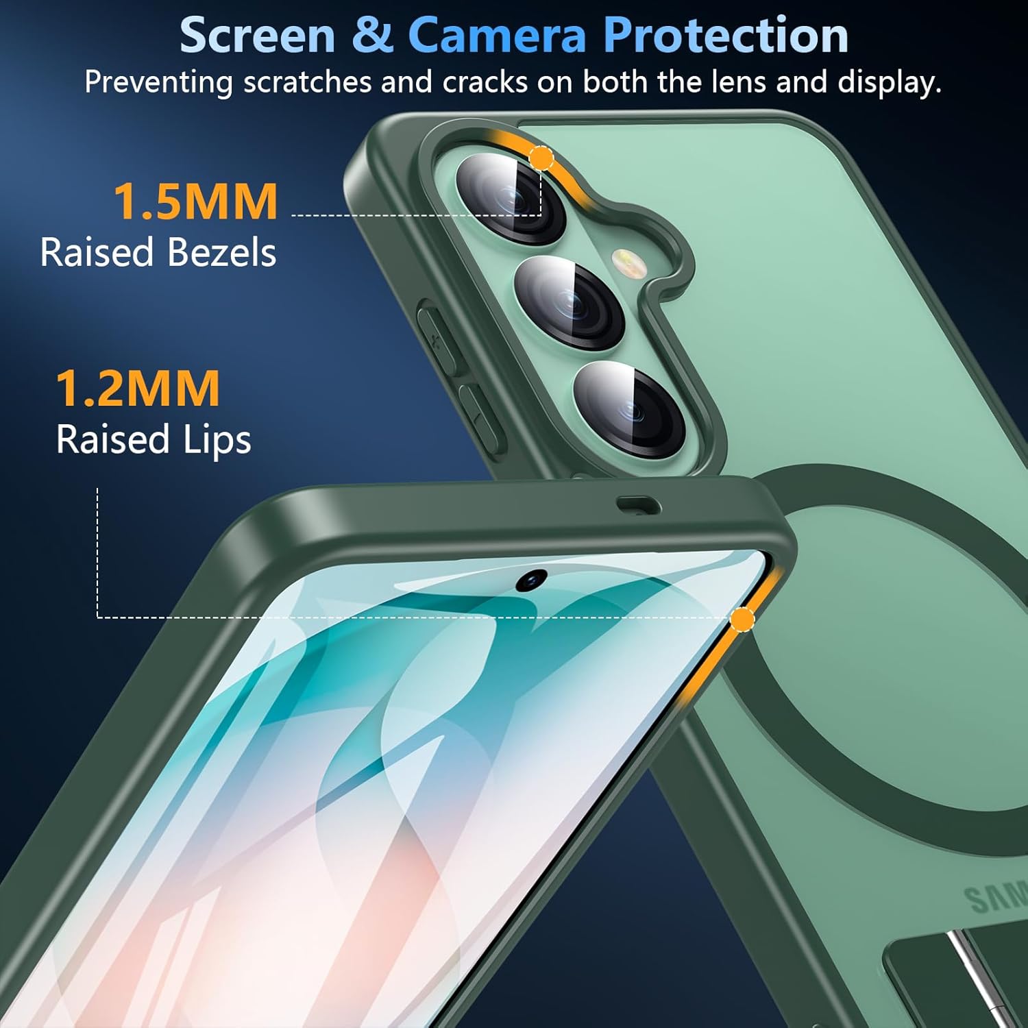 Thumbnail 6 de Hensinple for Samsung S26 Case with Stand, Magnetic, Screen Protector Included – Green