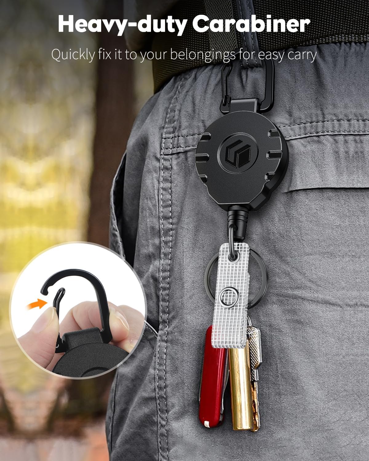 Thumbnail 2 de Uniclife Retractable Keychain Badge Reel Heavy Duty (up to 226 g), 80 cm steel wire rope