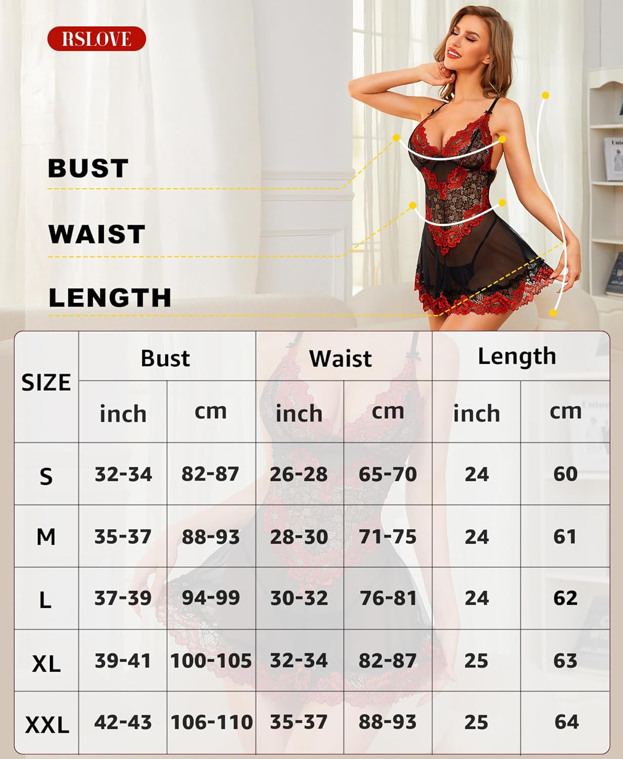 Thumbnail 4 de RSLOVE lace babydoll lingerie chemise