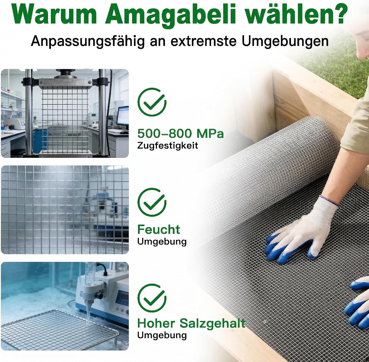 Detalle de Amagabeli 1,0 x 25 m Hasendraht 100 cm Volierendraht mit 12,7 mm Maschenweite