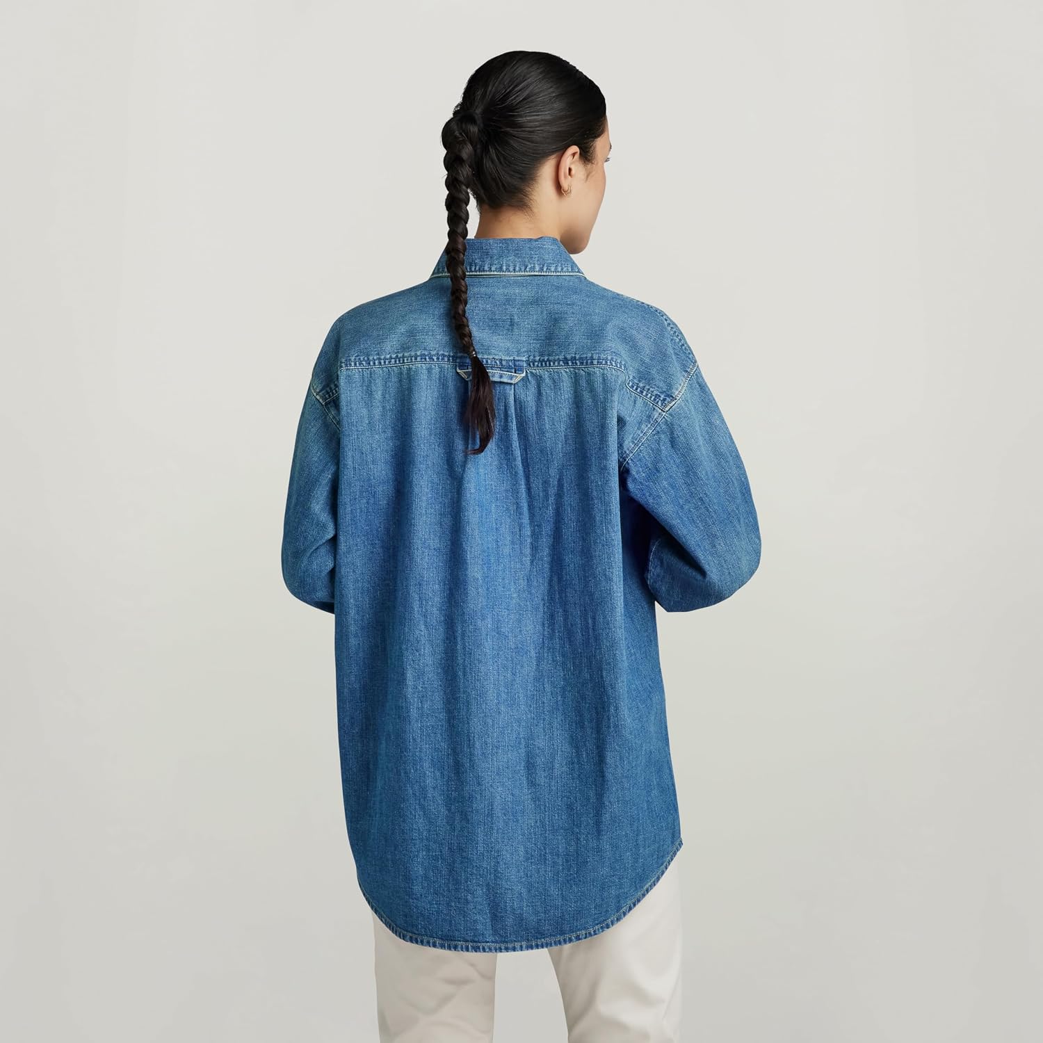 Detalle 2 de G-Star Relaxed Denim Shirt Pocketless Magliette Donna: camicia denim senza tasche, comoda e d’impatto