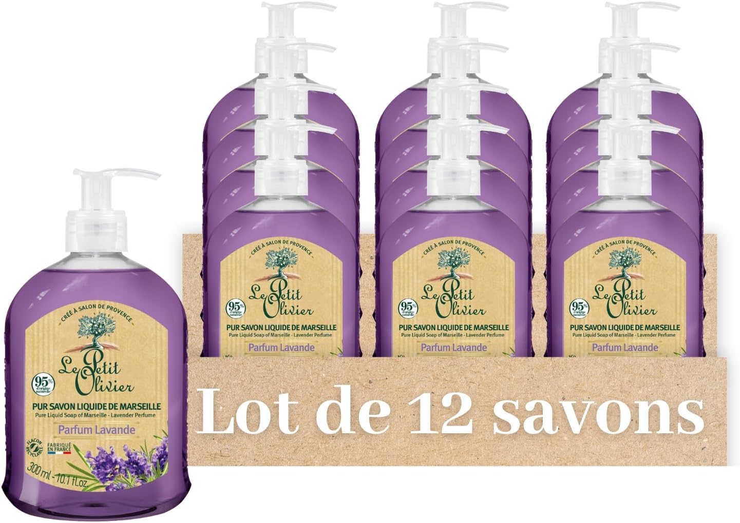 Detalle de Le Petit Olivier mydło marsylskie w płynie, lawenda, 12 × 300 ml