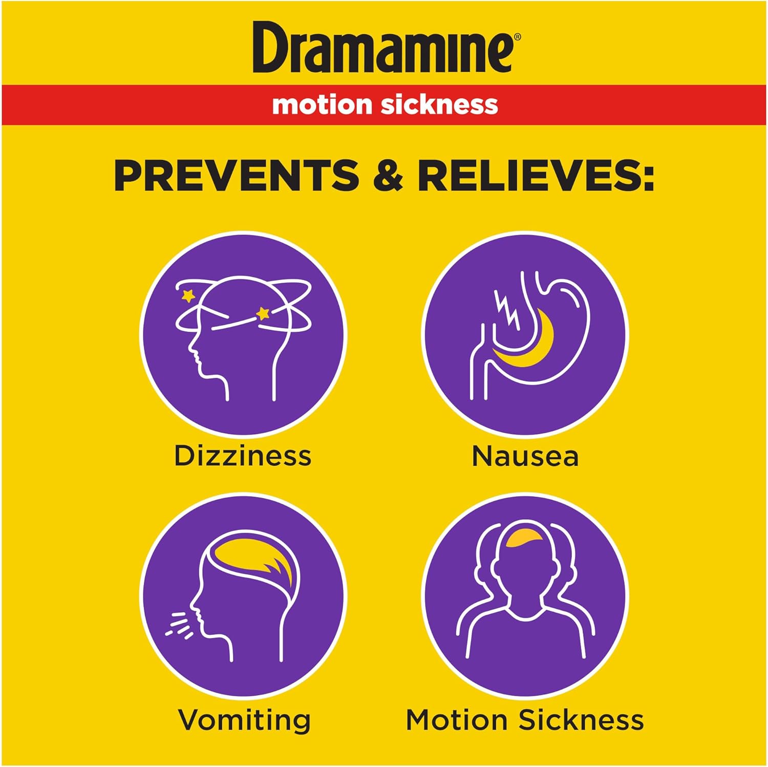 Detalle de Dramamine Motion Sickness Relief Less Drowsy Tablets, 16 Count with Meclizine