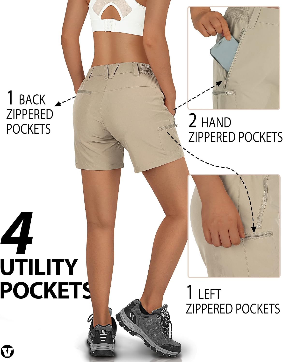 Detalle de Outdoor Ventures Women's Quick Dry Shorts UPF 50+ | Lightweight Running Shorts for Outdoor Activity