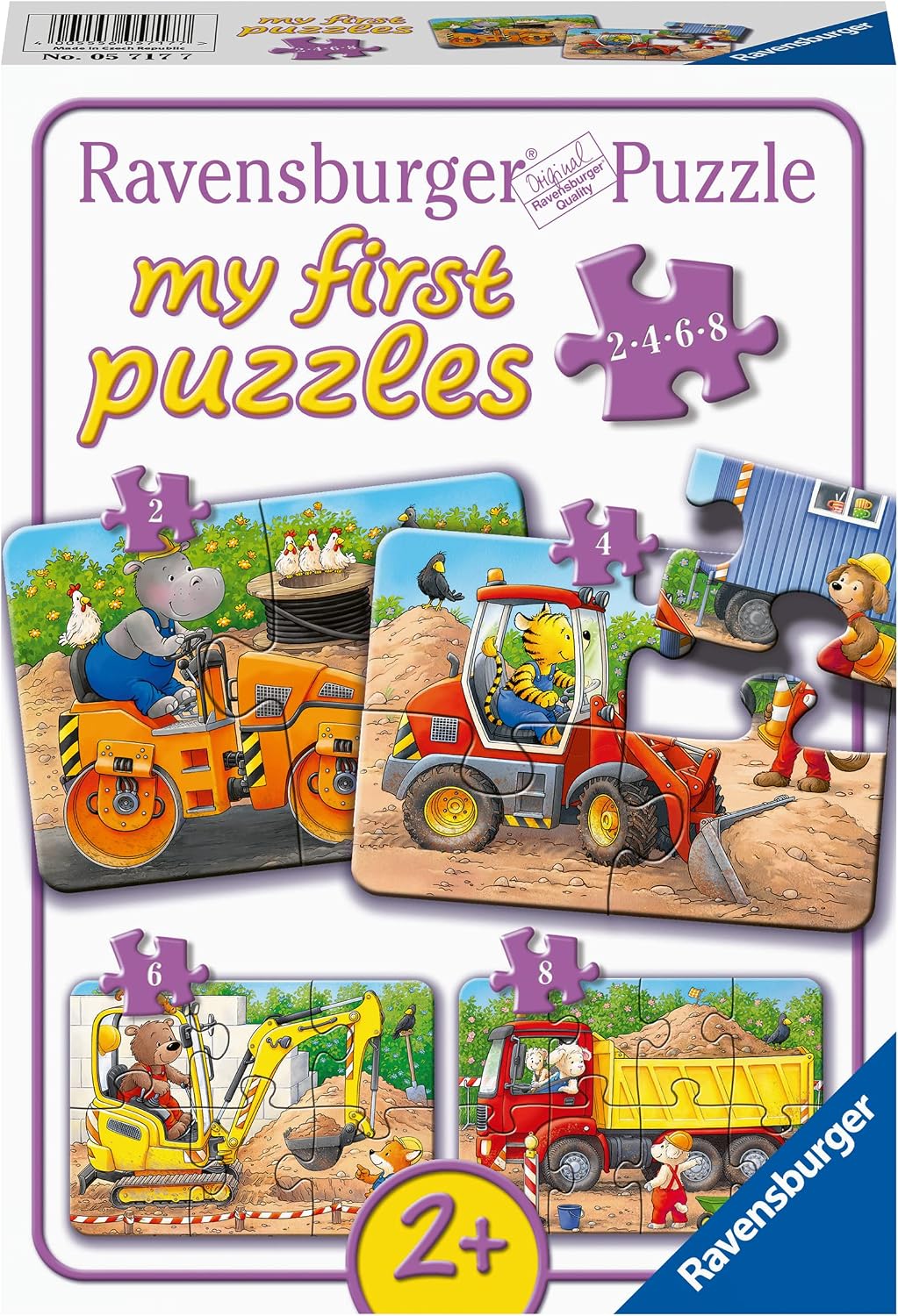 Detalle de Ravensburger Kinderpuzzle 8 Teile Tiere auf der Baustelle