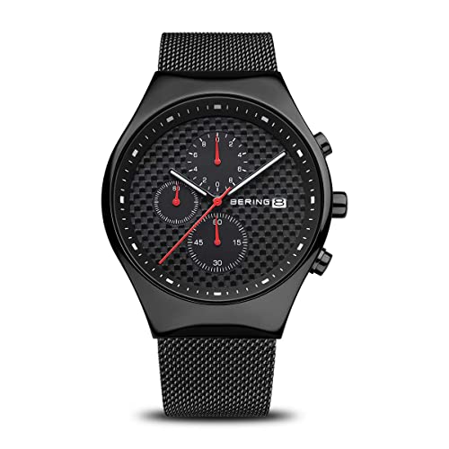 Detalle de BERING 18842-382: Orologio da uomo in acciaio inox nero, cassa 42 mm con cinturino in maglia milanese