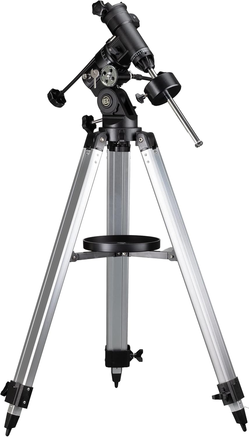 Detalle de Bresser EQ3 Montierung mit 5 kg Tragfähigkeit – stabile äquatoriale Montierung mit höhenverstellbarem Aluminium-Dreibeinstativ