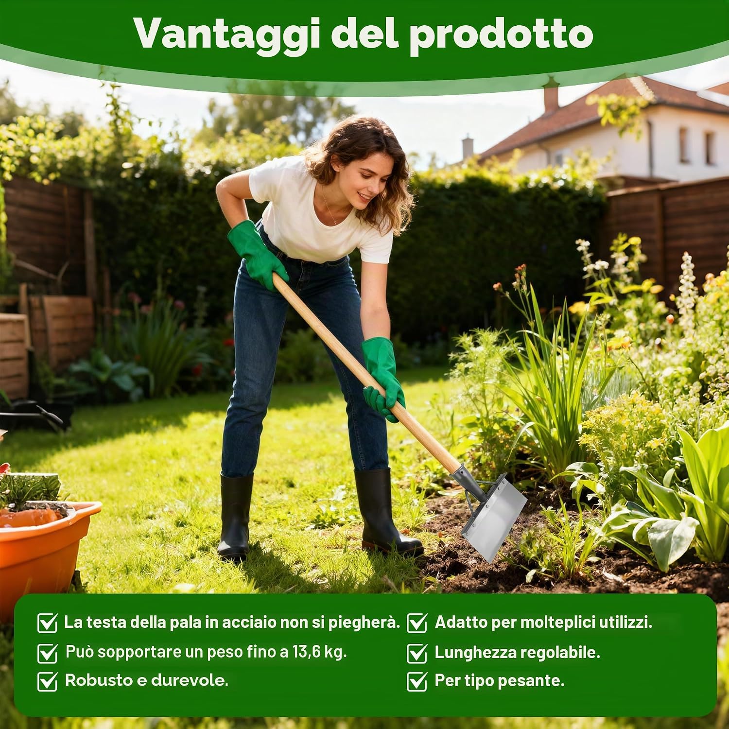 Detalle de Pala Multifunzionale per la Pulizia da 20 cm: strumento versatile per giardino, diserbo e rimozione neve