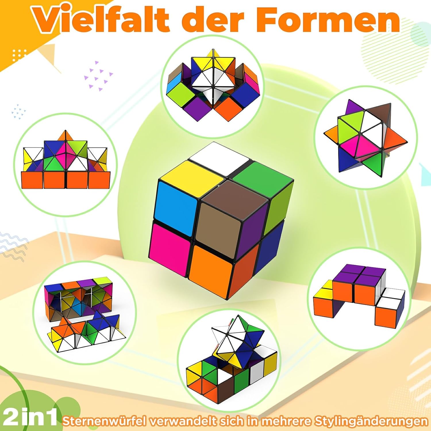 Thumbnail 1 de Euclidean Cube Euclidean Cube Sternenwürfel Zauberwürfel-Set – Verwandlungswürfel aus ABS, 5,5 cm
