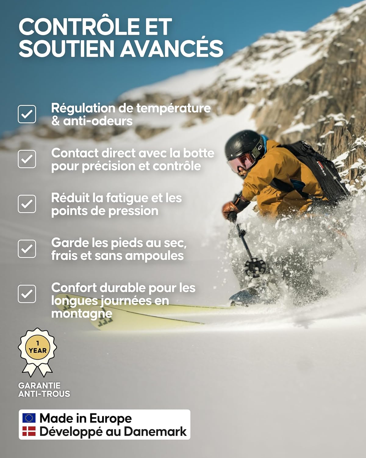 Thumbnail 2 de DANISH ENDURANCE Chaussettes Ski mérinos