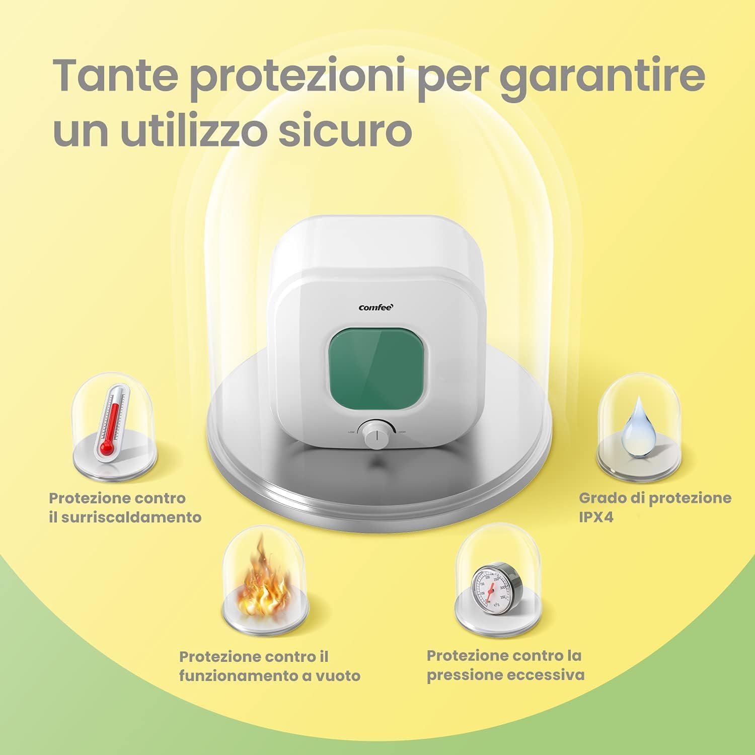 Detalle de COMFEE' Scaldabagno Elettrico 10 Litri – D10-15VEO: compatto, sicuro e semplice da installare