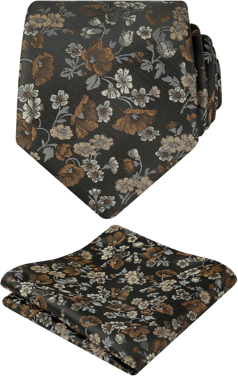 Alizeal Floral Tie with Pocket Square Set for Business and Wedding