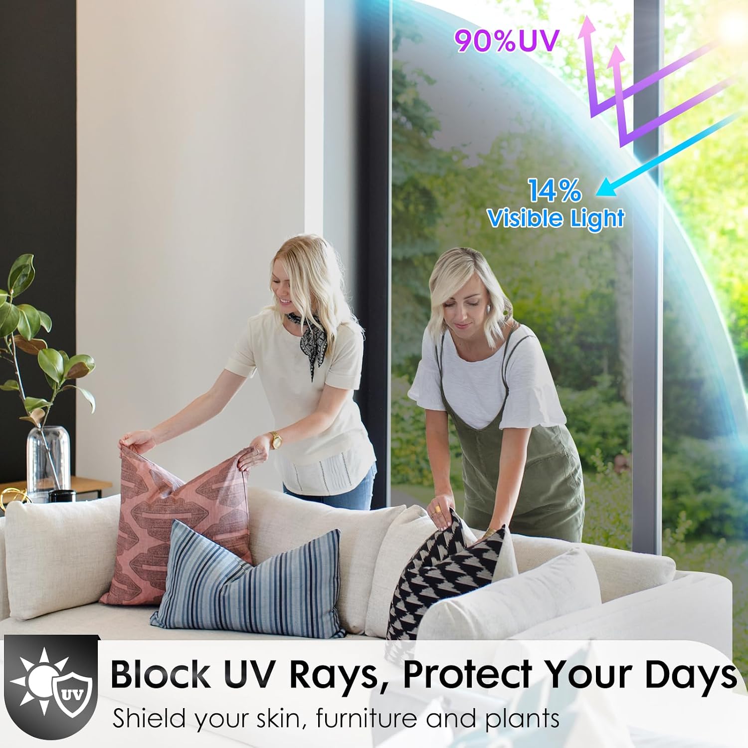 Detalle de Rabbitgoo Heat Reflective Window Film for Glass Windows – One Way Mirror Privacy Film, 44.5x200cm