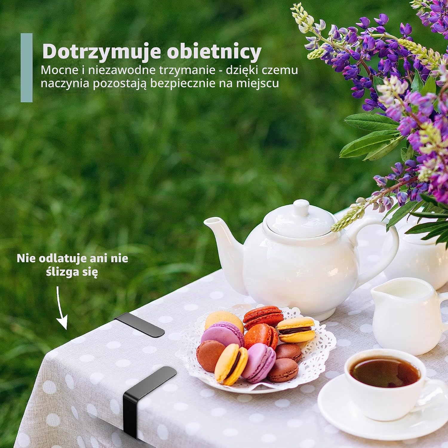 Detalle 2 de virea V1502-B7C – 4 czarne klipsy do obrusu ze stali nierdzewnej, do blatów do 5 cm