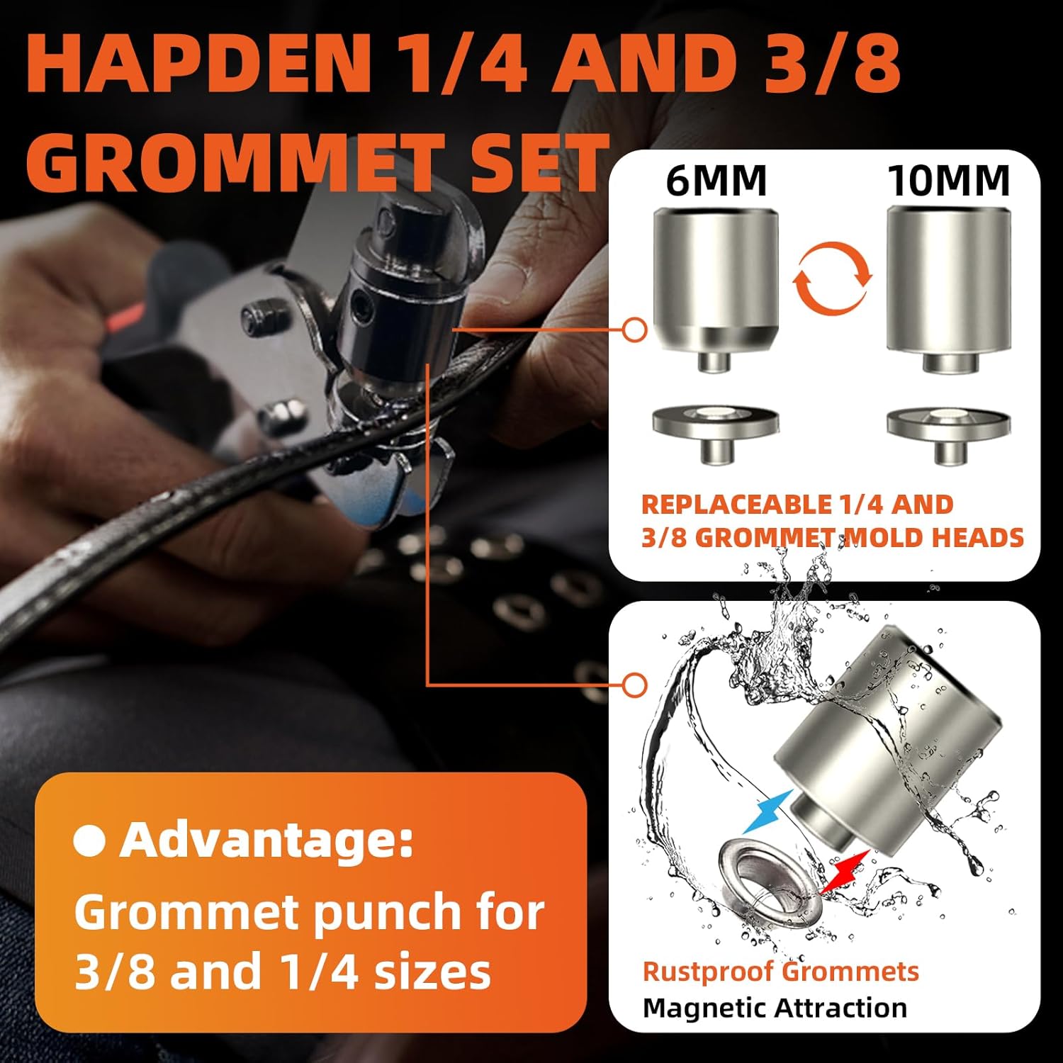 Detalle 2 de HAPDEN Kit d’œillets 6 mm et 10 mm