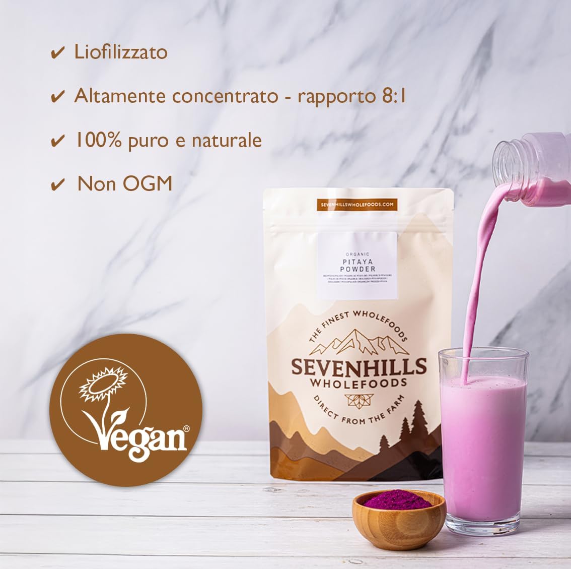 Detalle 2 de Sevenhills Wholefoods Polvere di Pitaya 100g 🥭