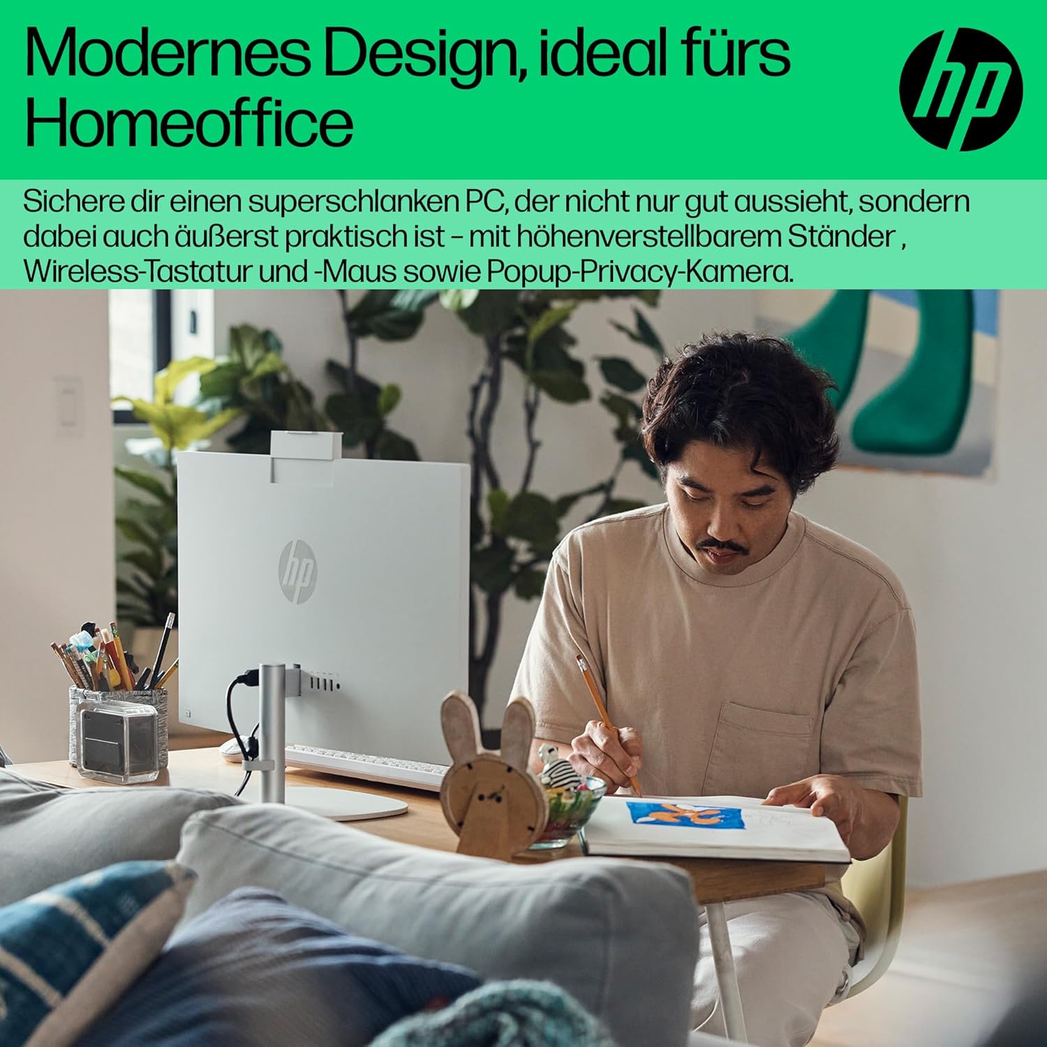 Thumbnail 3 de HP All-in-One PC mit 23,8" FHD-Display, Intel Core i5-1335U, 16 GB RAM, 512 GB SSD und Windows 11 Home (weiß)