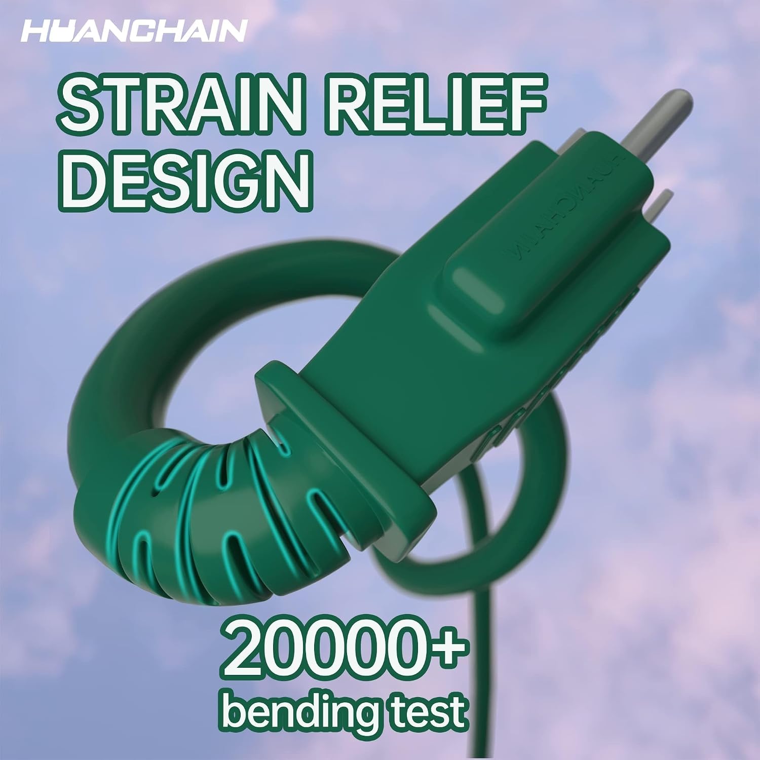 Detalle de HUANCHAIN 25 ft 16/3 SJTW Outdoor Extension Cord, Green, 13A, Waterproof