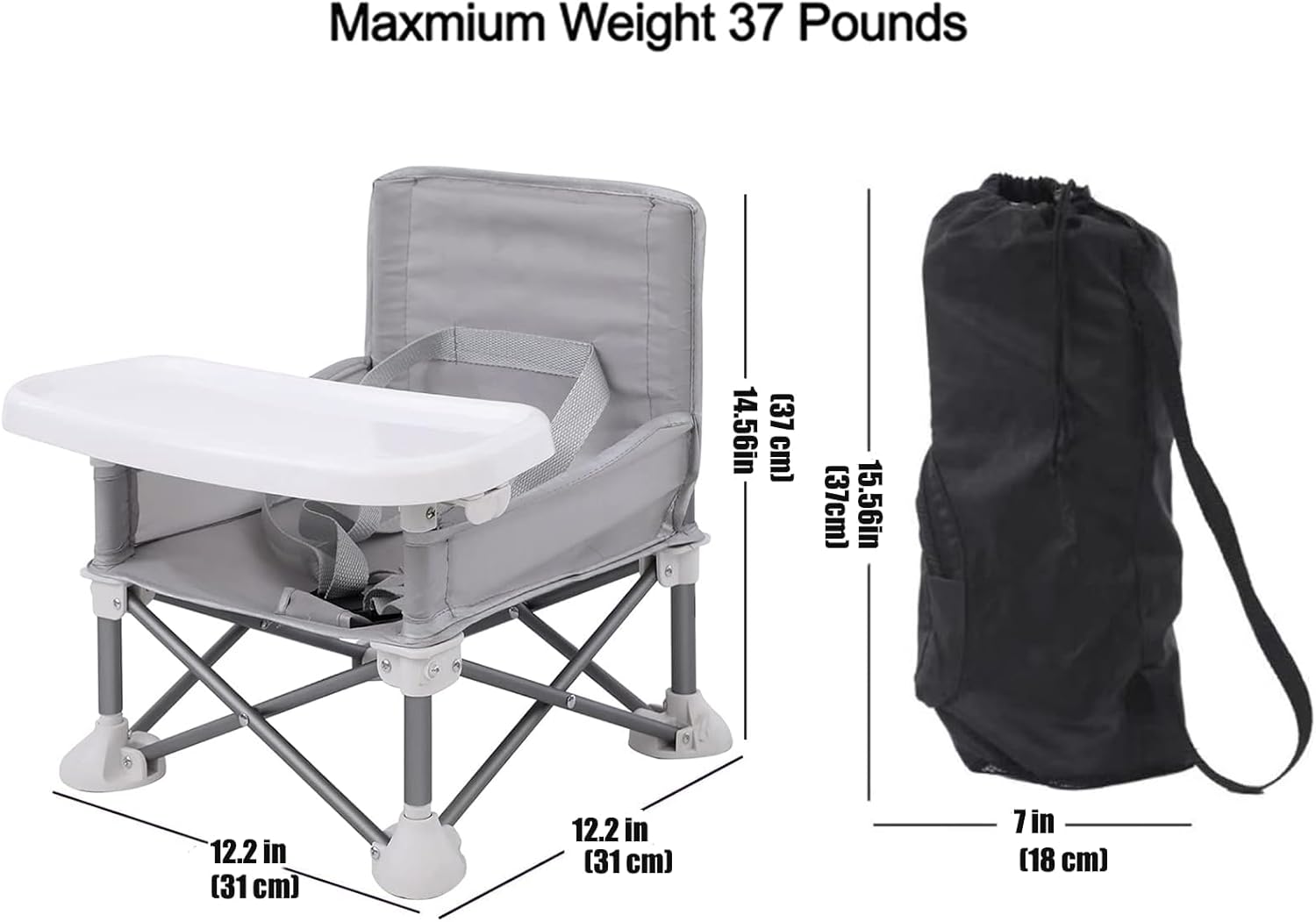 Thumbnail 2 de PandaEar Portable Baby Booster Seat High Chair Travel Highchair with Compact Fold and Straps