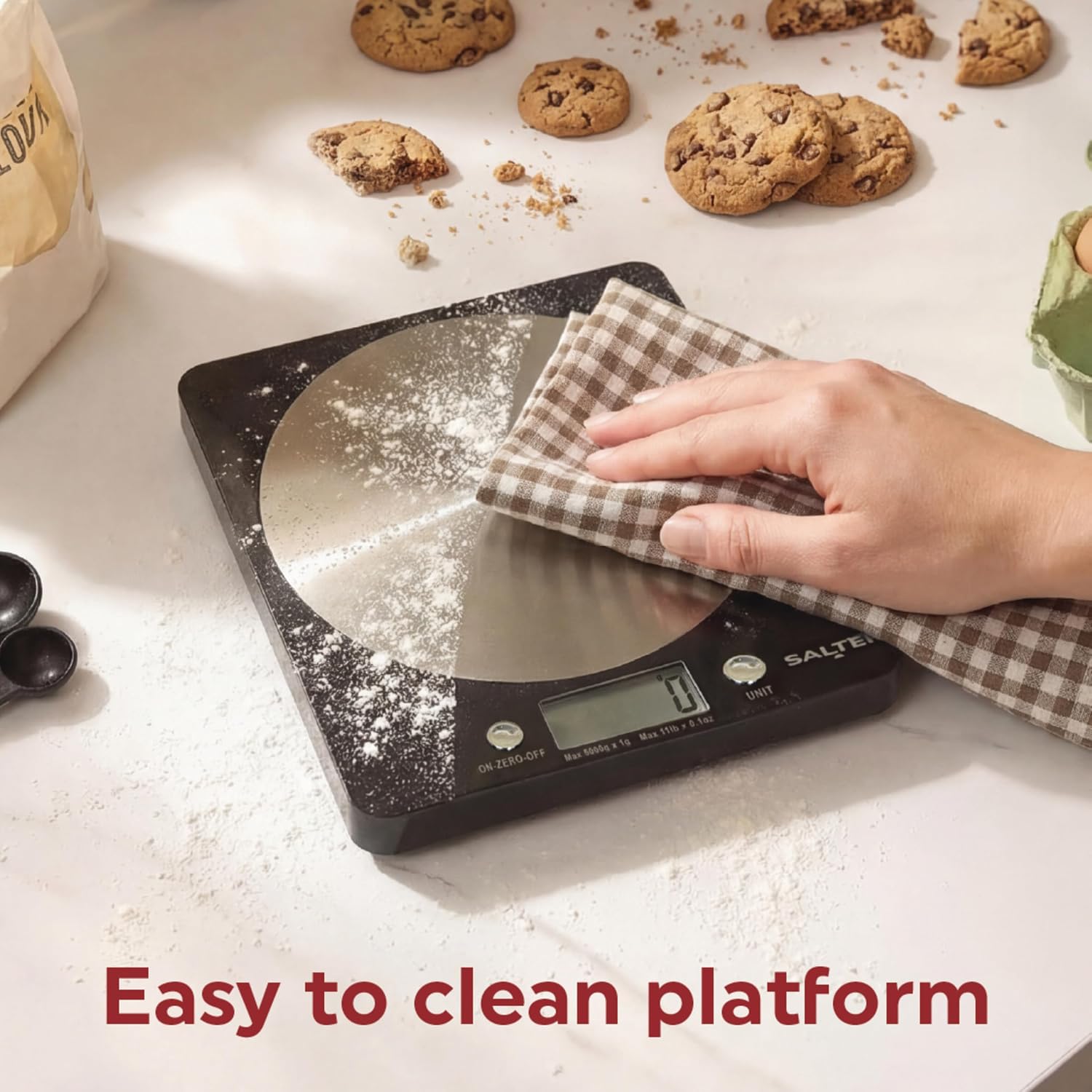 Detalle de Salter 1036 BKSSDR Digital Kitchen Scale – 5kg Capacity, Stainless Steel Platform, Tare Function