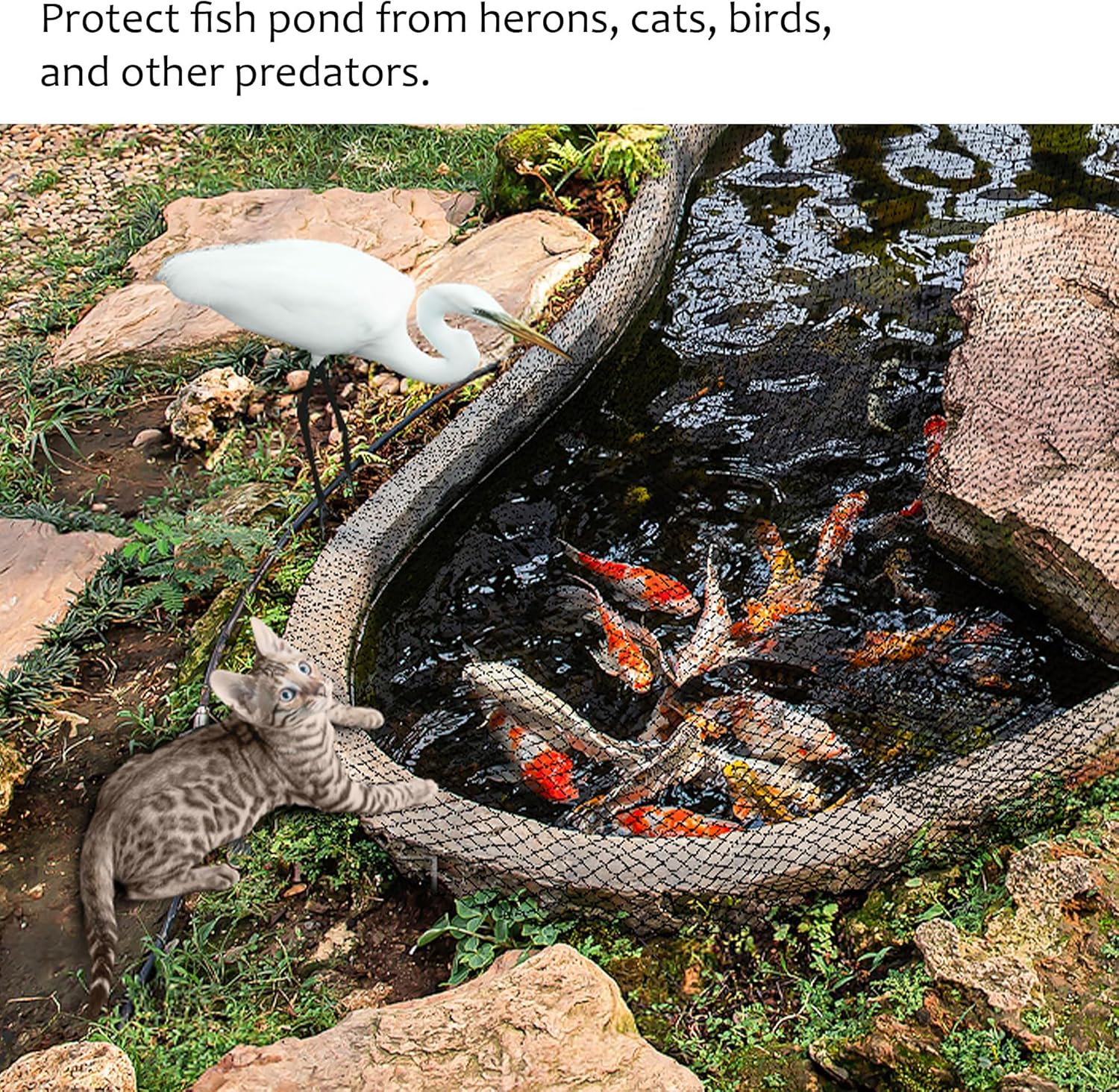Thumbnail 4 de UNIFAMILY 4.5m x 4.5m Pond Netting – Black Koi Pond Net Kit