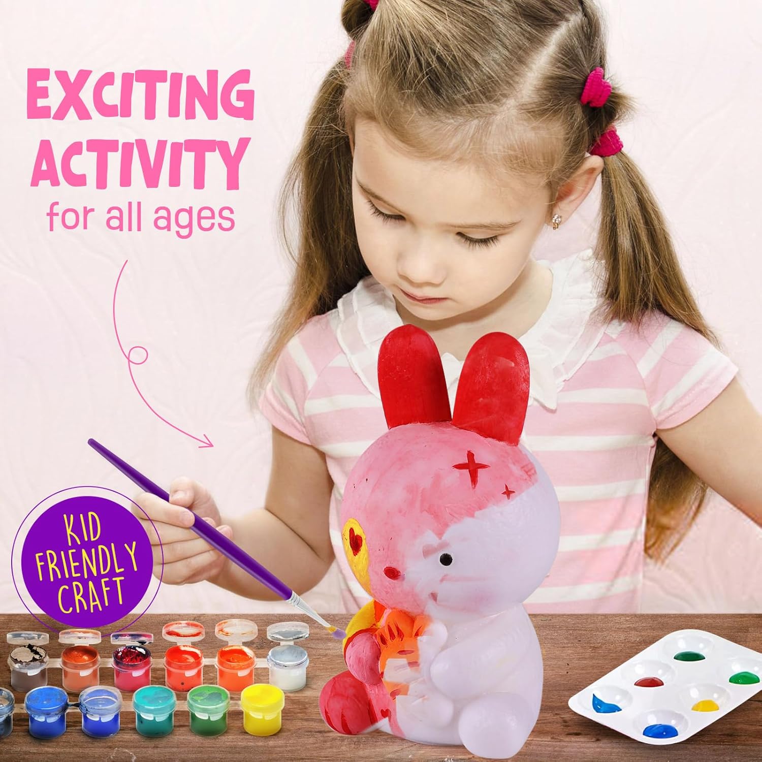 Detalle de Kit de Peinture Lampe de Lapin Veilleuse 3D – Cadeau Créatif pour Enfants 6–14 ans